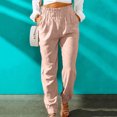 thumbnail image 2 of Edvintorg Casual High Waist Pants Women Summer Casual Loose Cotton and Linen Pocket Solid Trousers Pants Sweatpants Womens Clothing, 2 of 7