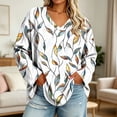 thumbnail image 2 of Womens V Neck Long Sleeve Tops Plus Size Printed Casual Blouses Soft Comfortable Shirts Summer Fall Tops Loose Fit Pullover Tops Daily Wear Outfits Tops, 2 of 6