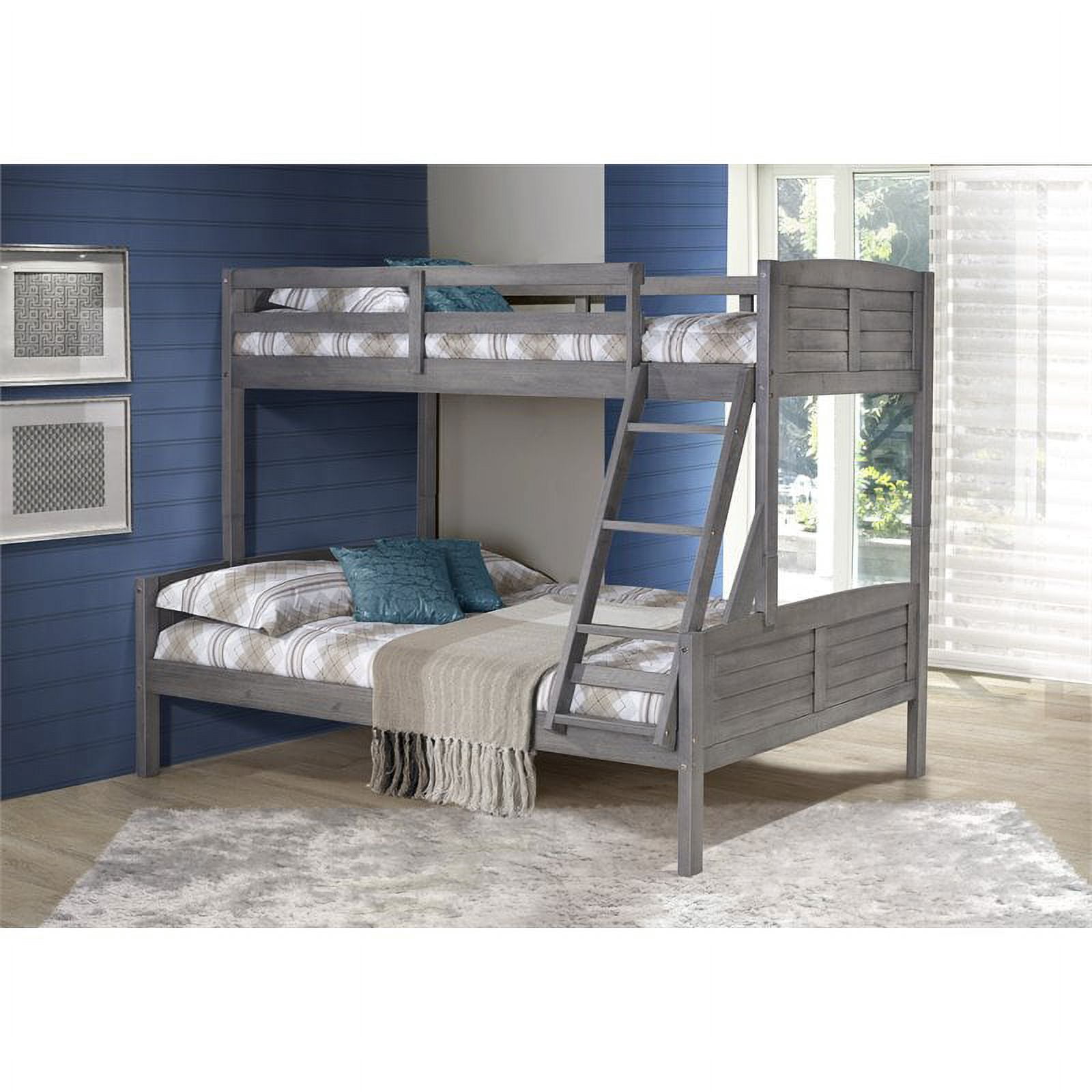 Donco Kids Louver Twin over Full Bunkbed, Twin over Full, Antique Grey