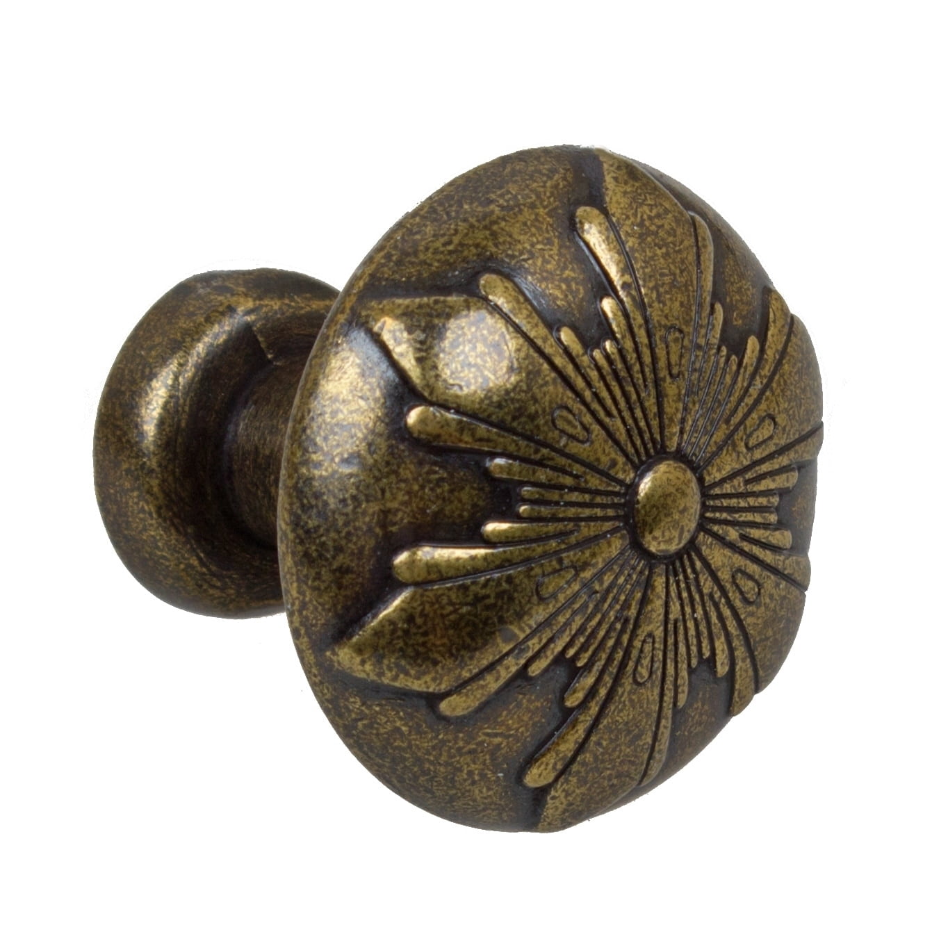 GlideRite 1-1/8 in. Round Snowflake Cabinet Knob, Antique Brass, Pack of 5