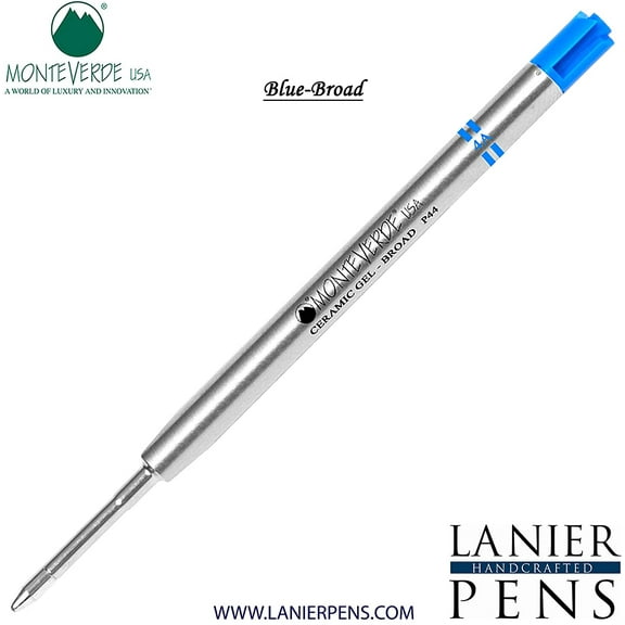 Lanier Combo Pack - 1 Pack - Monteverde Capless Ceramic Gel P44 Ink Refill Compatible with most Parker Style Ballpoint Pens - Blue (Broad Tip 0.9mm)