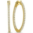 thumbnail image 2 of ARAIYA JEWELRY 10K Yellow Gold Inside and Outside Diamond Hoop Earrings for Women (1/2 Cttw, I-J Color, I2 Clarity), 2 of 8