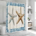 thumbnail image 6 of Xipuska Blue Beige Coastal Beach Shower Curtain - Water Repellent Fabric Shower Curtains Washable, Summer Vintage Starfish Decorative Polyester Cloth Bathroom Curtains Modern Bath Decor 66"x72", 6 of 6