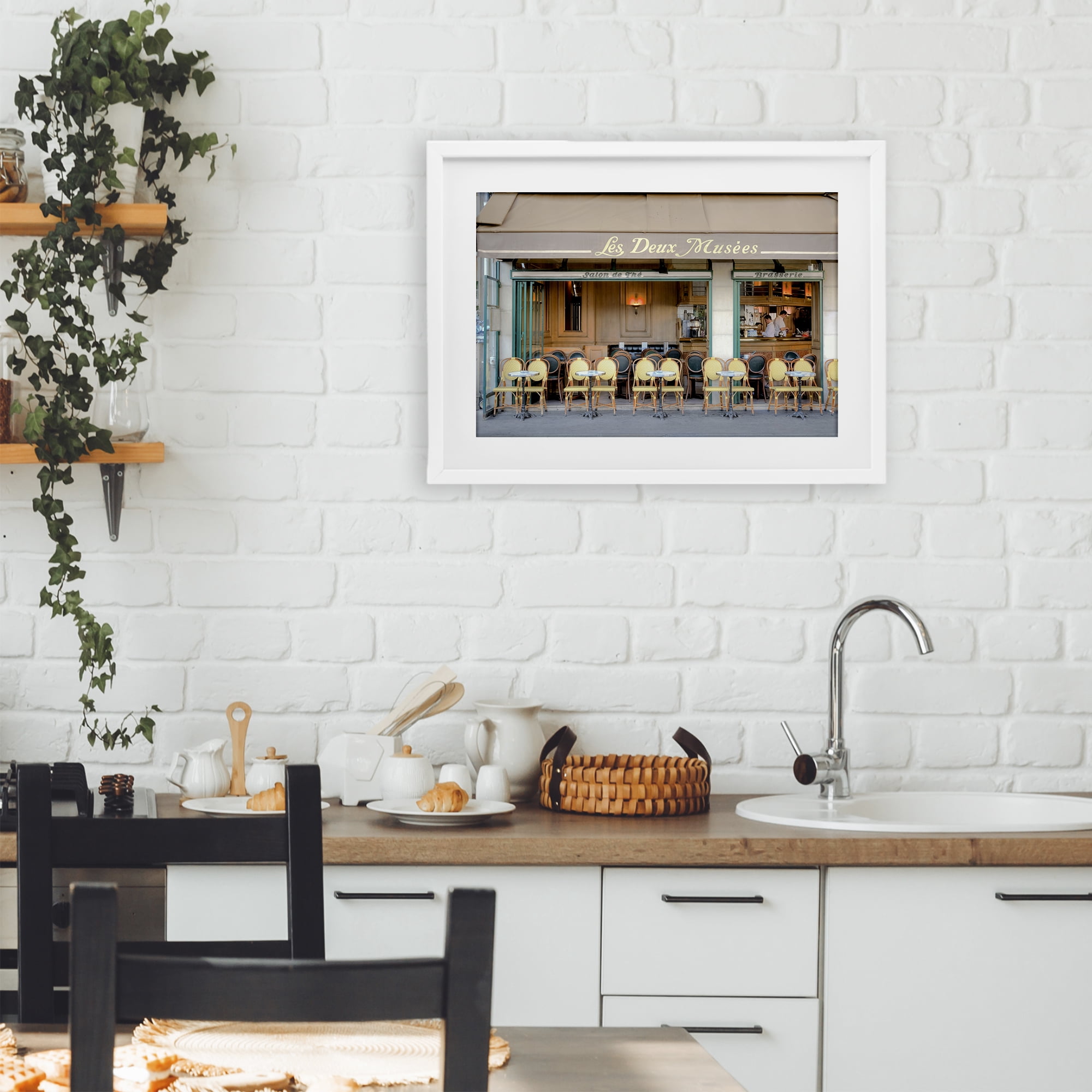 Stupell Industries Parisian Outdoor Seating Cafe White Framed Print Under Glass, design by Alan Blaustein