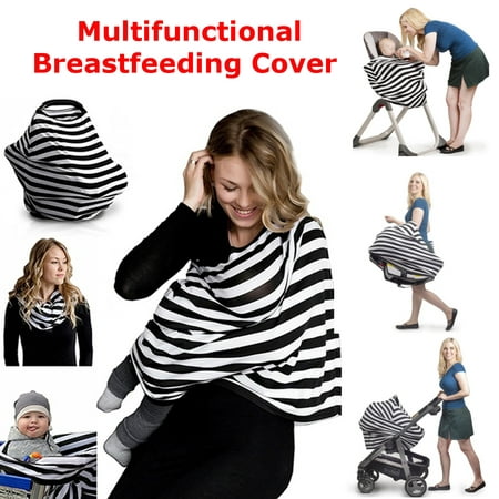 Nursing Cover Breast Feeding Privacy Cover - Baby Car Seat Canopy - Nursing Pads, Pouch & Gift Pack Set - Shopping Cart, Stroller, Carseat Covers for Girls and Boys - Best