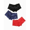 thumbnail image 3 of Julycc Wom Floral Lace Hipster Boy Short Briefs Underwear 3 Packs Panties Sexy Lingerie, 3 of 5