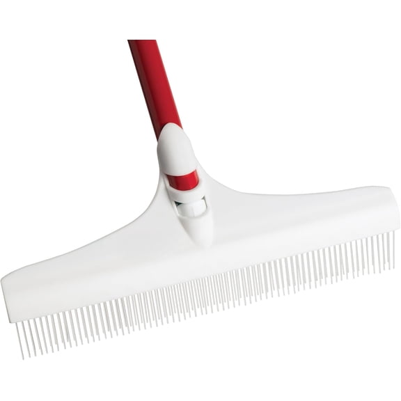 12 in Carpet Rake & Groomer with 51 in Handle, Heavy-Duty Pet Hair Remover Tool for Carpets, Rugs & Mats, Manual Floor Cleaning Rake for Home Use