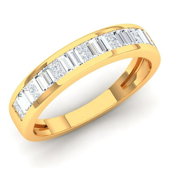 Dazzlingrock Collection 0.60 Carat (ctw) 14K Princess & Baguette White Diamond Ladies Wedding Band, Yellow Gold, Size 10