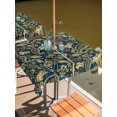 thumbnail image 3 of Square Outdoor Tablecloth With Umbrella Hole And Zipper– Abstract Vintage Paisley Waterproof Patio Table Cover for Party, Picnic, Backyard, 54"x54" , Boho Floral Texture Olive Green, 3 of 8