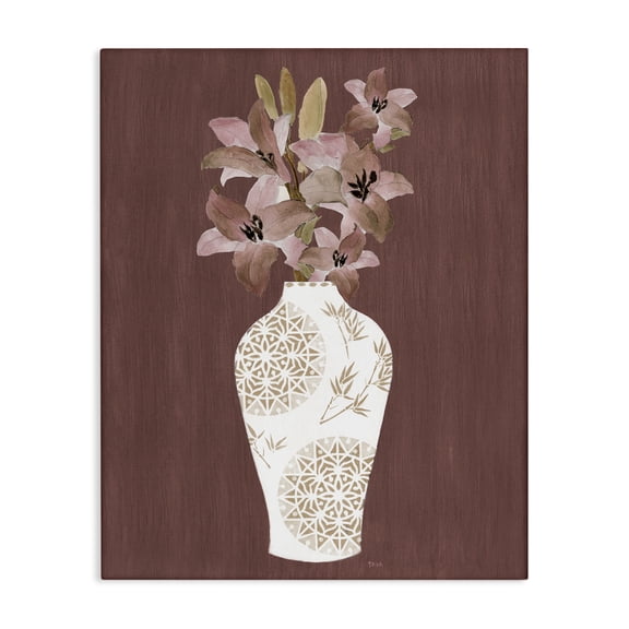 Stupell Industries Boho Geometric Vase Plants & Flowers Painting Wrapped Canvas Art Print Wall Art, 16 x 20