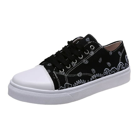 

Wesracia Ladies Fashion Cashew Flower Print Multicolor Flat Casual Lace Up Canvas Shoes