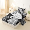 thumbnail image 2 of Erosebridal Black Gray Twin Sheet Sets, Romantic Rose Flower Bedding for Girls, 3 Pieces, 1 Flat Sheet 1 Fitted Sheet and 1 Pillowcase, 2 of 5