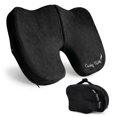 thumbnail image 1 of Cojín para asiento Cushy Tushy Slim plegable de espuma viscoelástica negra, 1 of 9