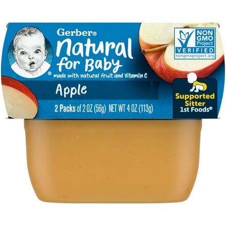 Gerber 1st Foods Natural for Baby Baby Food, Apple, 2 oz Tubs (16 Pack)