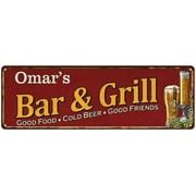 Omar's Bar and Grill Red Gift Man Cave Decor 6x18 Sign 206180054103