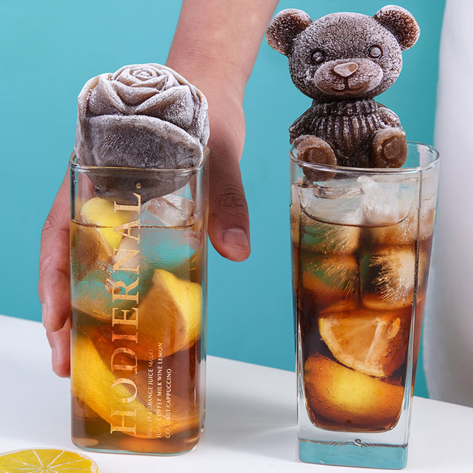 PUROSUR Bear Ice Mold 4 Pack, Ice Cube Trays Molds 3D DIY Drink Cake Decoration for Christmas, Party, Family to Make Lovely Ice Coffee, Juice, Cocktail. Candy