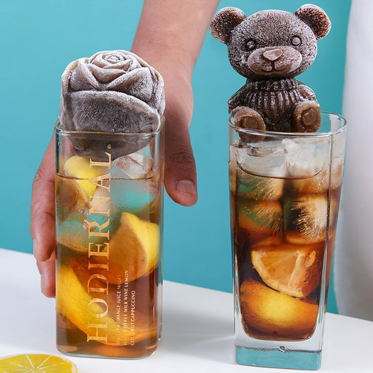 Bear Ice Mold 4 Grids, Ice Cube Trays Mold to Make Lovely 3D DIY Drink Ice  Coffee Juice Cocktail. Bear Silicone Molds for Christmas Party Kids Cake  Decoration. Candy Soap Candle Mold 