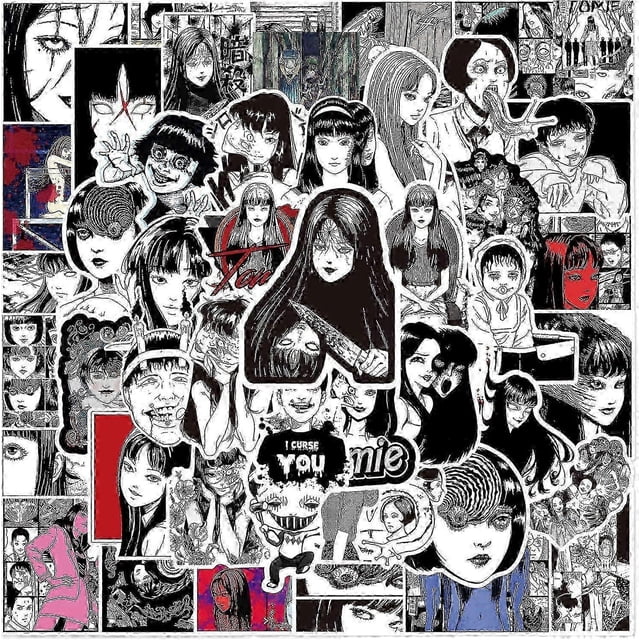 2025 50 Pcs Junji Ito Collection Stickers - Tomie Uzumaki Gyo Itou Junji Kyoufu Manga Movie Stickers for Laptop, Water Bottles, Skateboard Horror Anim