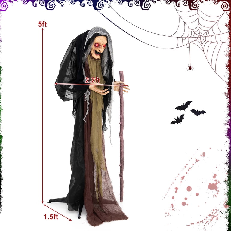 Costway 5FT Halloween Decoration Posable Animatronic Witch with