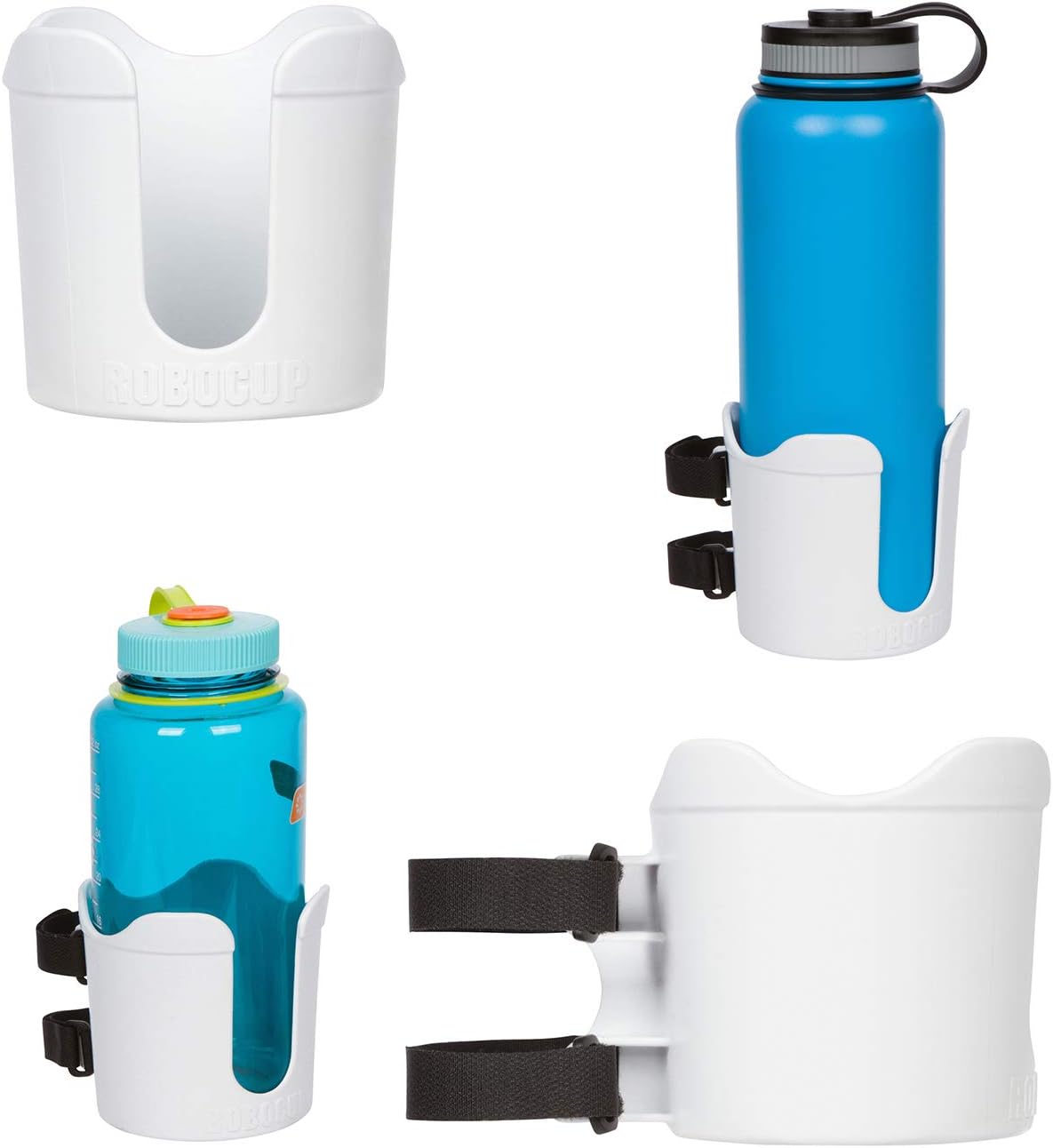 ROBOCUP White Ultimate Bundle Portable Clamp-On Cup Holder Set with Plate, Plus & Holster Accessories for Boats