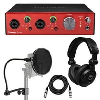 Focusrite Clarett 2Pre 8-Channel 10-In/4-Out Audio Interface with Software Suite, Bundle with 15' XLR Cable, TAPH100 Monitor Headphones, H&A Pop Filter