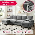 thumbnail image 4 of MUZZ U-Shape Sectional Sofa, Oversized Modular Sofa and Couch, 4 Seater Sleeper Couch w/Double Chaise, Light Grey, 4 of 8