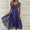 thumbnail image 1 of Robes Maxi Aguichant pour Femmes, Décontractées, à Manches Mi-Longues, d'Été, de Plage, Robe Soleil Hawaïenne, Coupe Évasée, Longue, 1 of 6