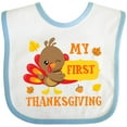 thumbnail image 3 of Inktastic My First Thanksgiving with Turkey and Leaves Boys or Girls Baby Bib, 3 of 4