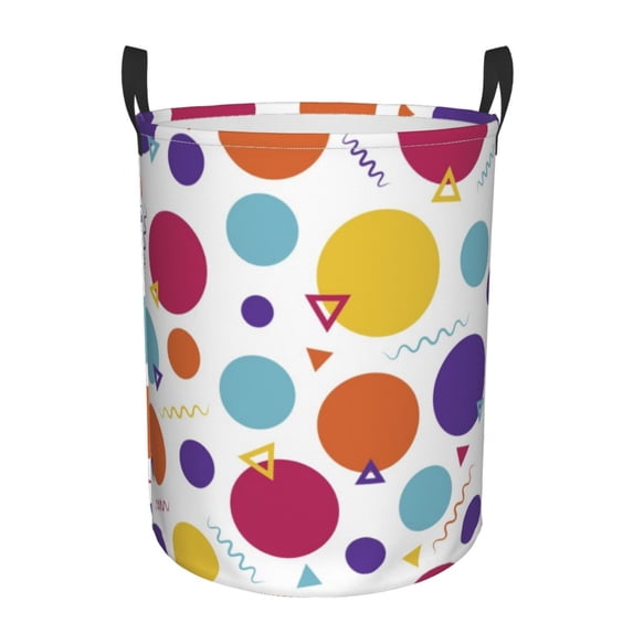 LNWH Laundry Basket, Multicolored Dot Print Pattern Foldable Laundry Hamper With Handles Waterproof, Small Size