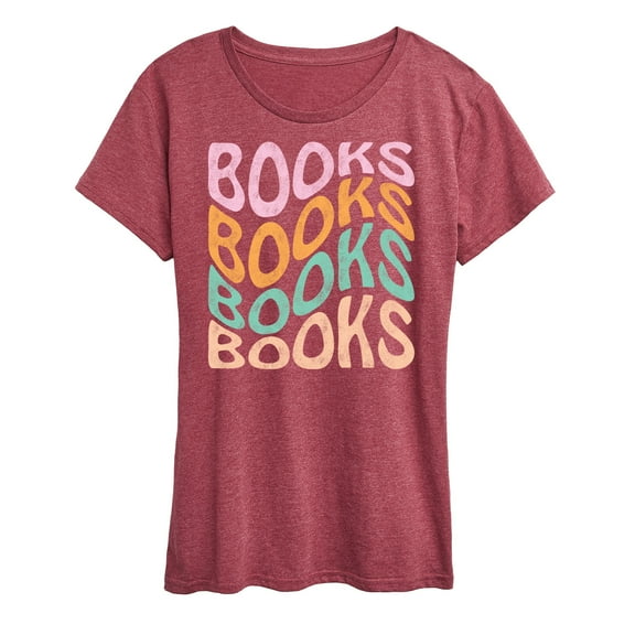 Instant Message - Books Retro Stack - Women's Short Sleeve Graphic T-Shirt