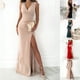 thumbnail image 4 of Womens Evening Cocktail Party Ball Gown V Neck Sleeveless Split Maxi Dress, 4 of 8
