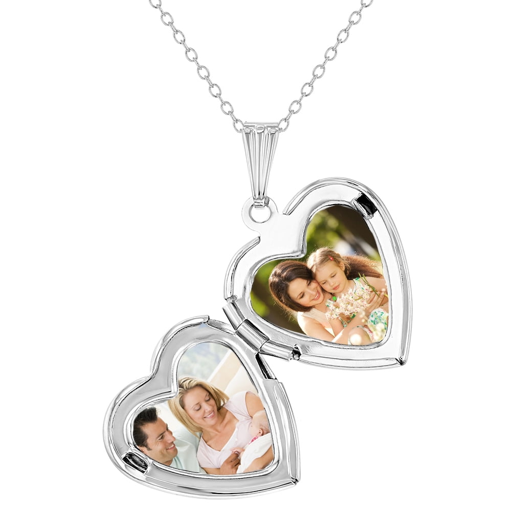 Floral Print Memory Heart Locket Photo 