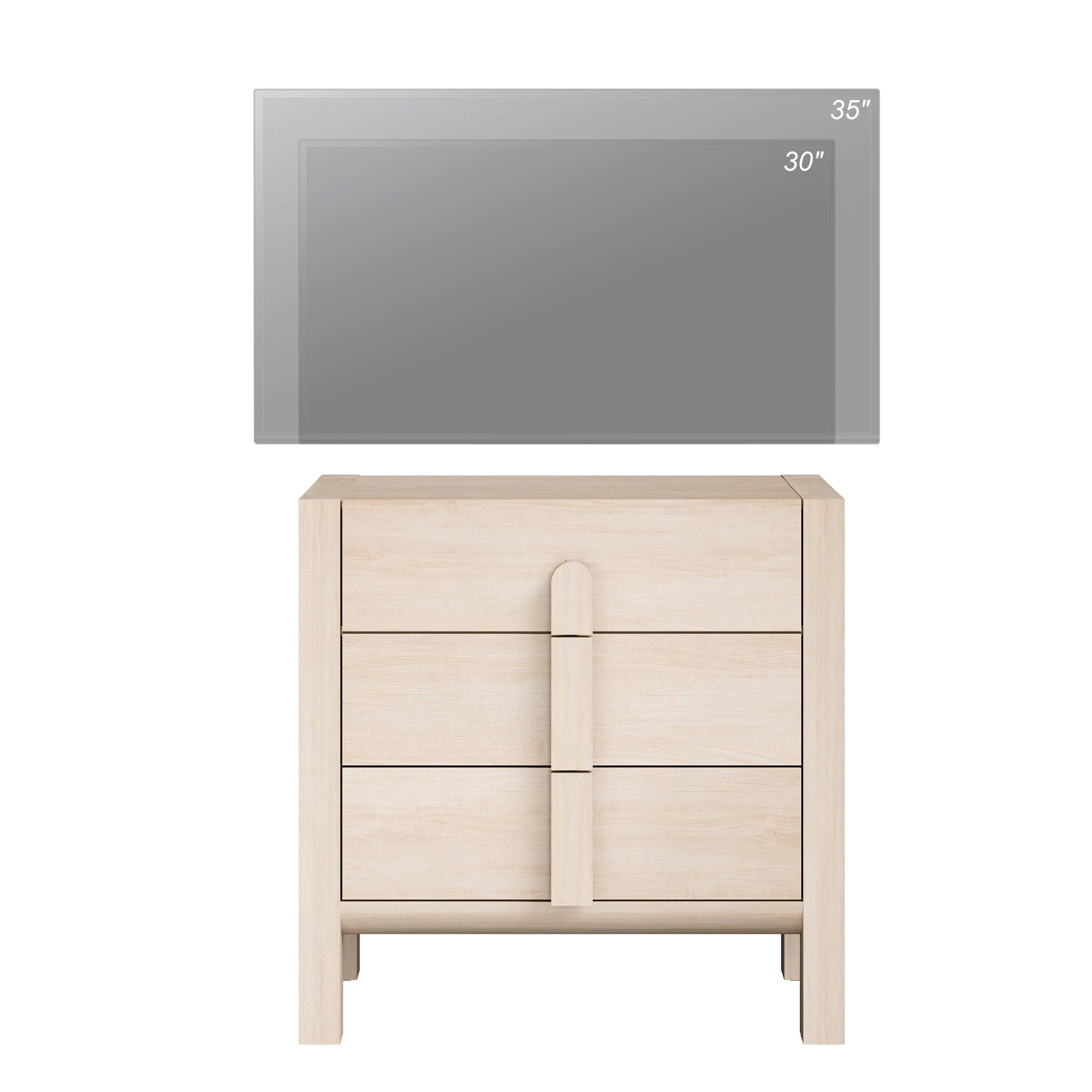 Mid-Century Modern 31.5" Dresser with Three Drawers, Wood Dresser Organizer Storage for Bedroom,Living room, Entryway