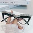 thumbnail image 6 of Women Personalized Handmade Diamond Black Cat Eye Reading Glasses 1.00 Ladies Anti-blue light Readers +1.00, 6 of 7