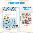 thumbnail image 2 of xianyou-16pcs Fold-Over Ready to Send Note Cards & Stickers, All-in-One Envelope & Note Cards Children's Cartoon Greeting Cards Camp Stationery for Kids Students All Occasions (truck pattern), 2 of 4