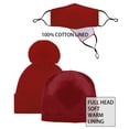 thumbnail image 2 of Kids Pom Pom Beanie Boys Girls Warm Lined Knit Winter Hat Beanie Mask Set_Red, 2 of 6