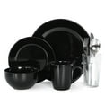 thumbnail image 3 of Mainstays Allesandra 32 piece Solid Ceramic Dinnerware Combo Set, Shiny Black, 3 of 9
