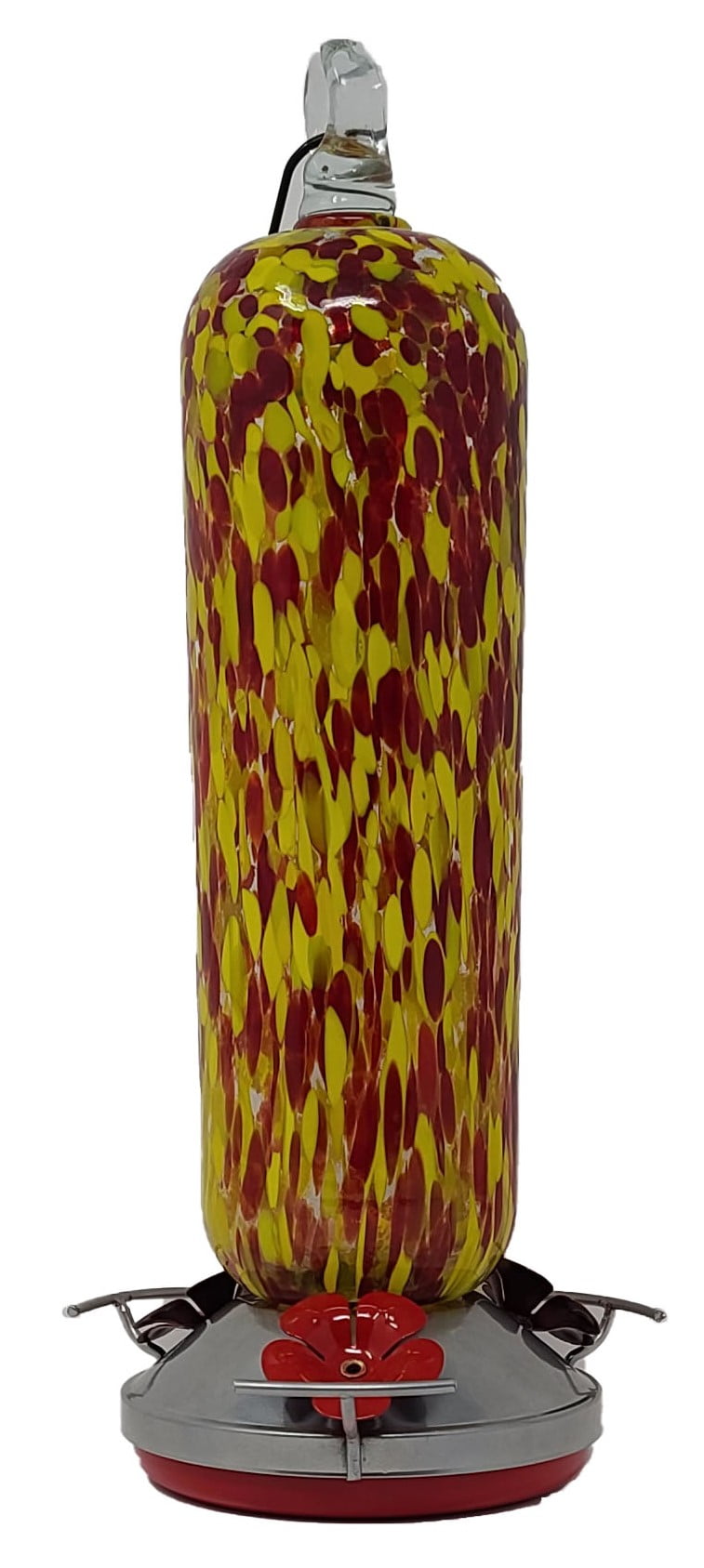 Griffin Products 29 oz. Red Hand-Blown Glass Hummingbird Feeder