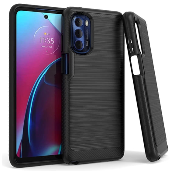 For Motorola Moto G Stylus 4g 2022 XT2211DL Lining Cover Phone Case   Tempered Glass - Black