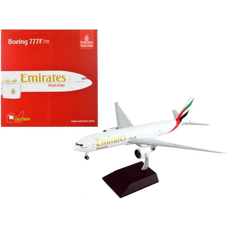 Boeing 777F Commercial Aircraft "Emirates Airlines - SkyCargo" White with Striped Tail "Gemini 200 - Interactive" Series 1/200 Diecast Model Airplane by GeminiJets