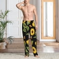 thumbnail image 5 of Uemuo Bees and Sunflowers Pattern Men's Wide Leg Palazzo Lounge Pants with Pockets Light Weight Loose Comfy Casual Pajama Pants-Small, 5 of 9