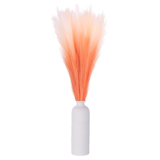 Uxcell 6 Pcs Faux Pampas Grass, 18 Inch Fluffy Pampas Grass Decor for Home Wedding Decorations , Orange Gradient