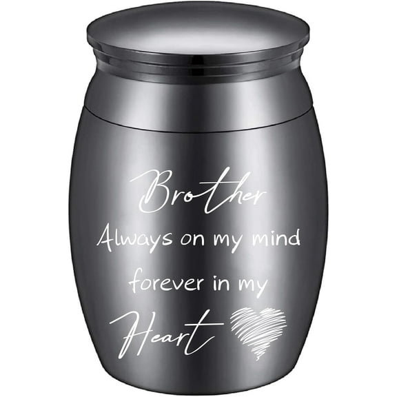 Small Cremation Urns Brother Ashes Urn Cremains Stainless Steel Mini Sharing Burial Funeral Keepsake Urns for DIY Family Brother Human 1.57 x 1.18Inch-Always on My Mind for DIY ever in My Heart