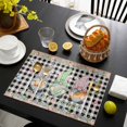 thumbnail image 3 of Easter Placemats Set of 4, Vintage Gnomes Bunny Eggs Black Buffalo Plaid Placemats for Dining Table, Place Mats for Kitchen Tabletop, Waterproof Wipeable Dining Table Mats Set, 3 of 9