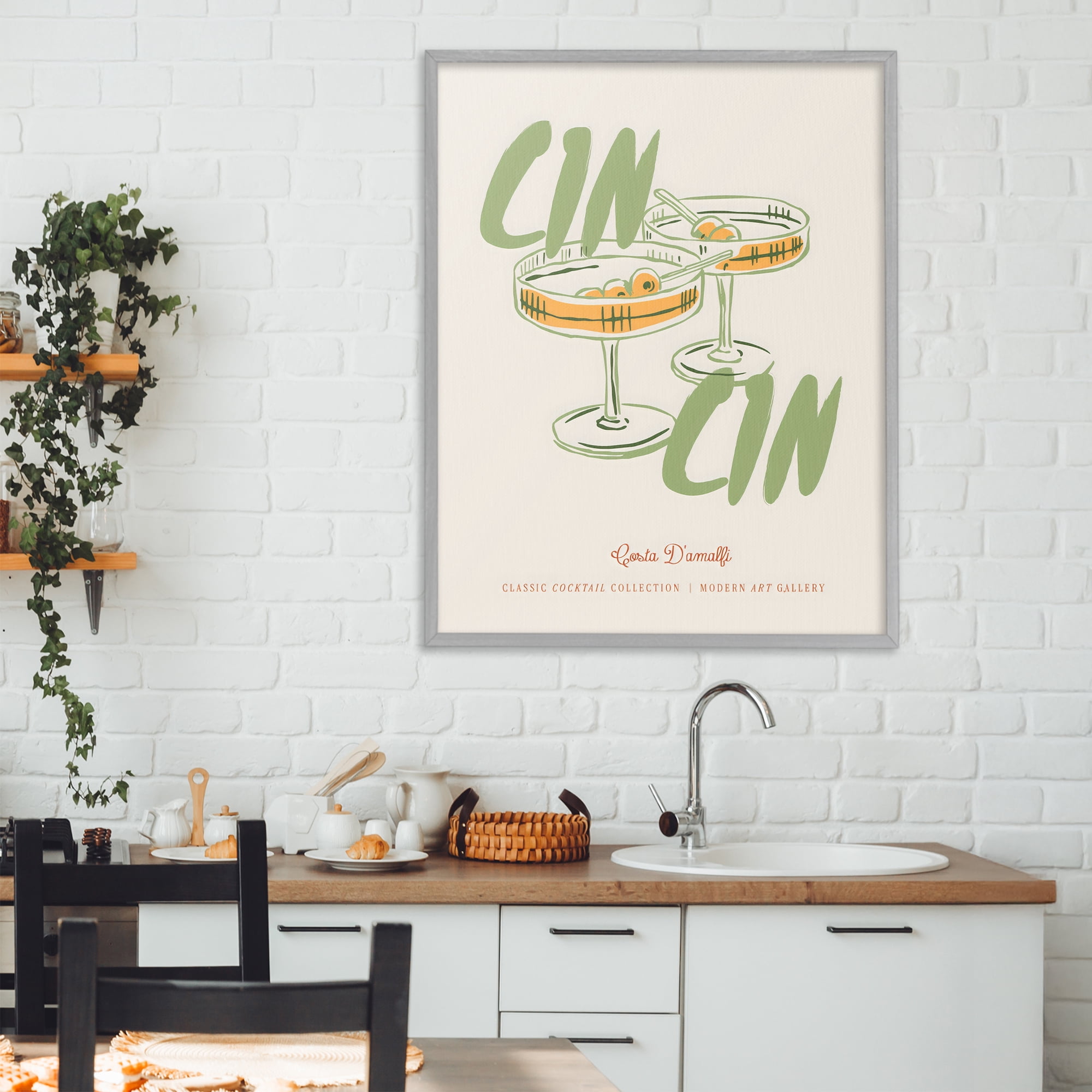 Stupell Industries Cin Cin Amalfi Cocktail Gray Framed Giclee Art, design by The Prints Vibe
