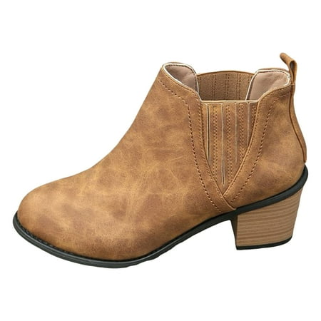 YHGFVOKJ Boots for Women Fashion Elastic Boots Cover with Thick Heels And Short Tubing for Large Boots Year Round Shoes Ankle Boots for Women Dressy Brown 41