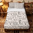 thumbnail image 2 of Erosebridal Doodle Western Cowboy Print Zipper Twin Comforter Sets with Fitted Sheet and 2 Pillowcases,Cactus Bull Skull Boot Accent Zipper Bedding Set,Black Cream,4-Piece,Reversible, 2 of 6