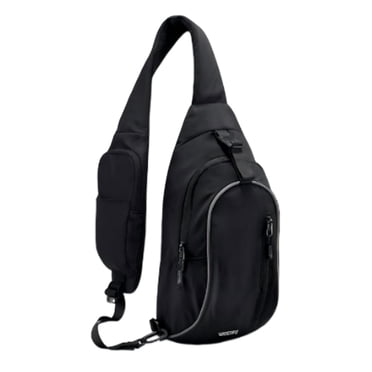 WATERFLY Unisex Lightweight Travel Hiking Nylon Cross-Body Shoulder Chest Bag,Black