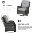 thumbnail image 3 of PARKWELL 4-Piece Outdoor Patio Furniture Set 5-Seat High Back Conversation Set with 30" Fire Pit Table and Swivel Glider for Patio Garden Deck,Gray Wicker Gray Cushions, 3 of 10