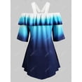 thumbnail image 2 of Abrir hombro volantes O Ring Ombre más tapa del tamaño Rosegal Camisetas tallas grandes, 2 of 5